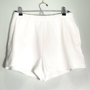 NWT FABLETICS Women's White Lightweight Go-To Slim Sweatshort Size XL\12-14